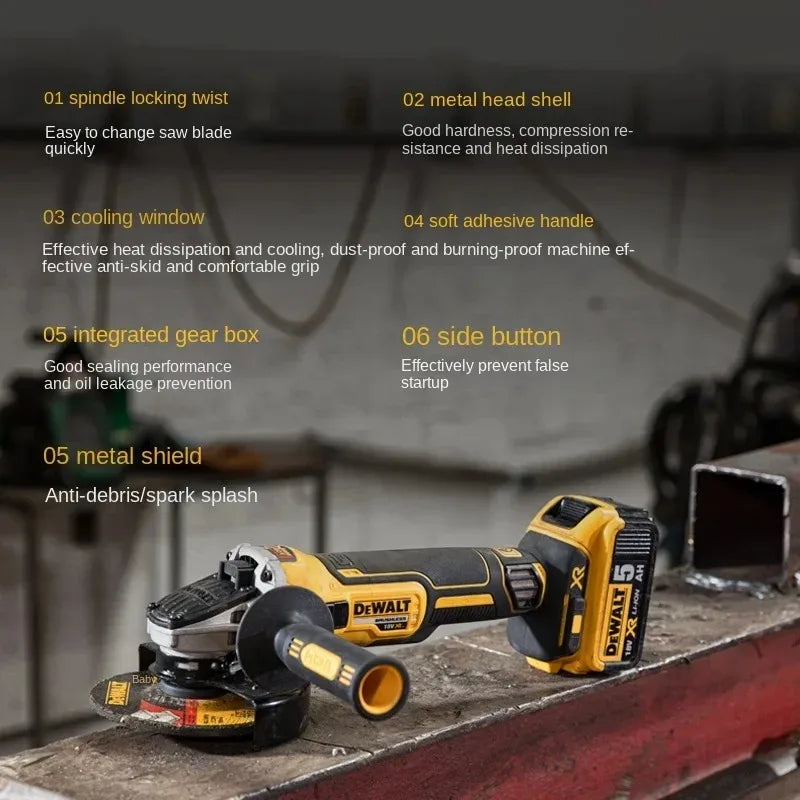 DEWALT DCG405 125mm flat head angle grinder bare machine tool cutting machine 18V lithium battery brushless tools