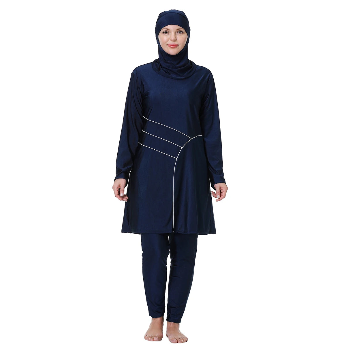 H1029 Muslim Women Fullcoverage Long Sleeves Cover Up Burkinis Three Pieces Plus Size Swimwear Suits
