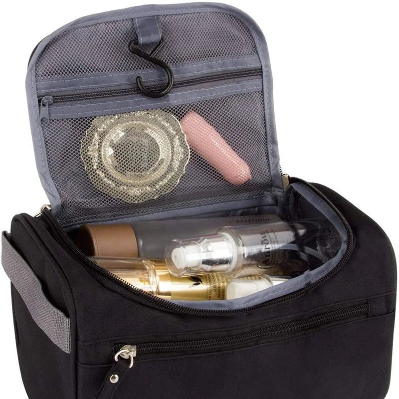Large-Capacity Toiletry and Cosmetic Storage Bag, Lazy Person's Makeup Bag, Multifunctional with Hook and Waterproof Zipper