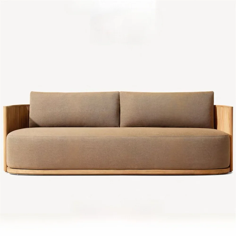 Outdoor garden furniture Custom garden patio teak sectional sofa set Waterproof fabric sofa table and chair covers wood frame