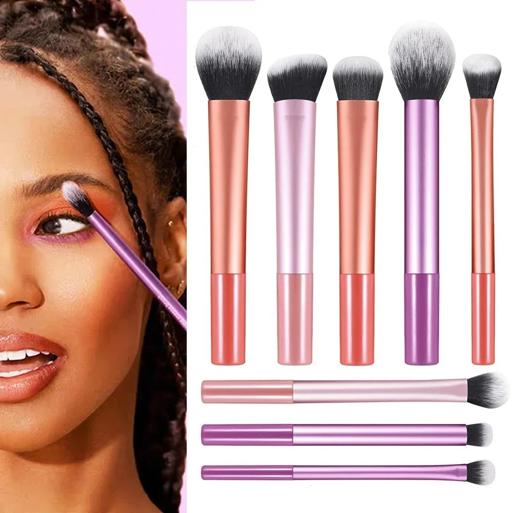8pc Multi-color Makeup Brush Loose Powder Brush Blush Brush Lip Brush Eyeshadow Brush Professional Makeup Brush Set For Cosmetic