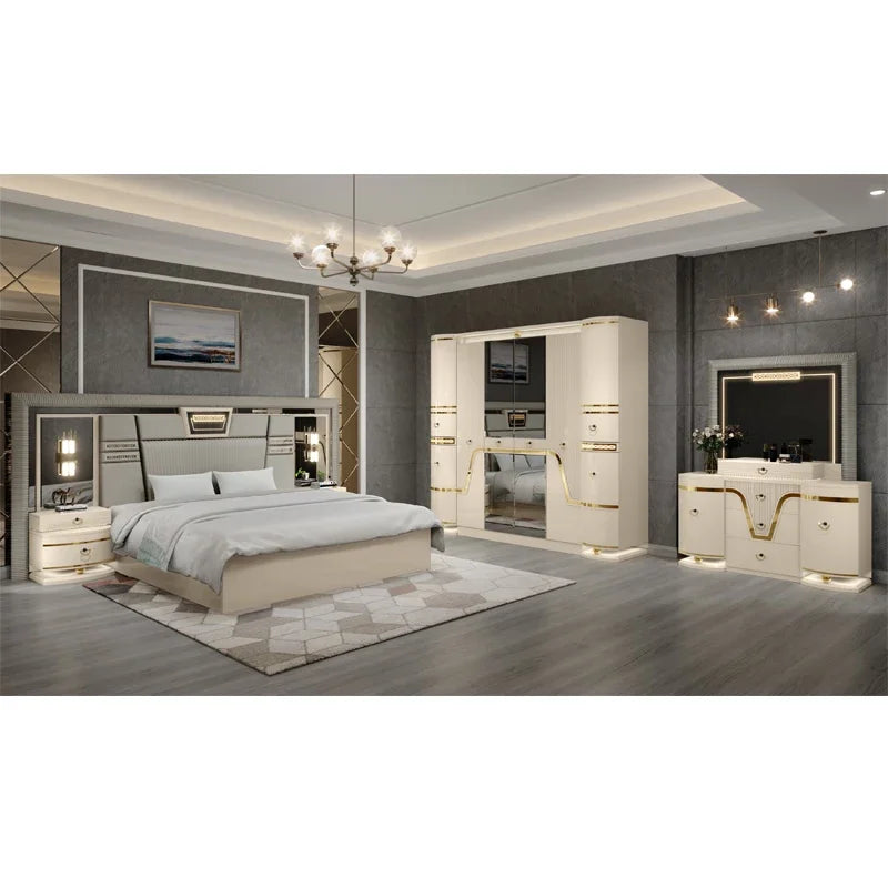 #2024 Modern Deluxe King Bed MDF Bedroom Furniture Set Modern Sofa