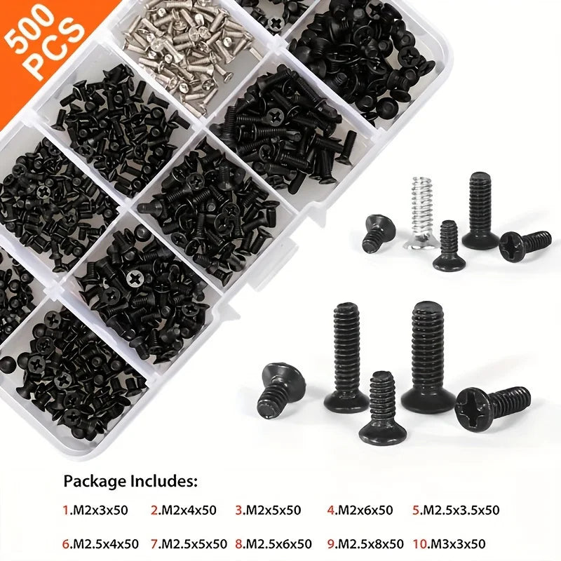 500pcs M2 M2.5 M3 Screw Set, Laptop Screw Kit for Repair Computer Electronic