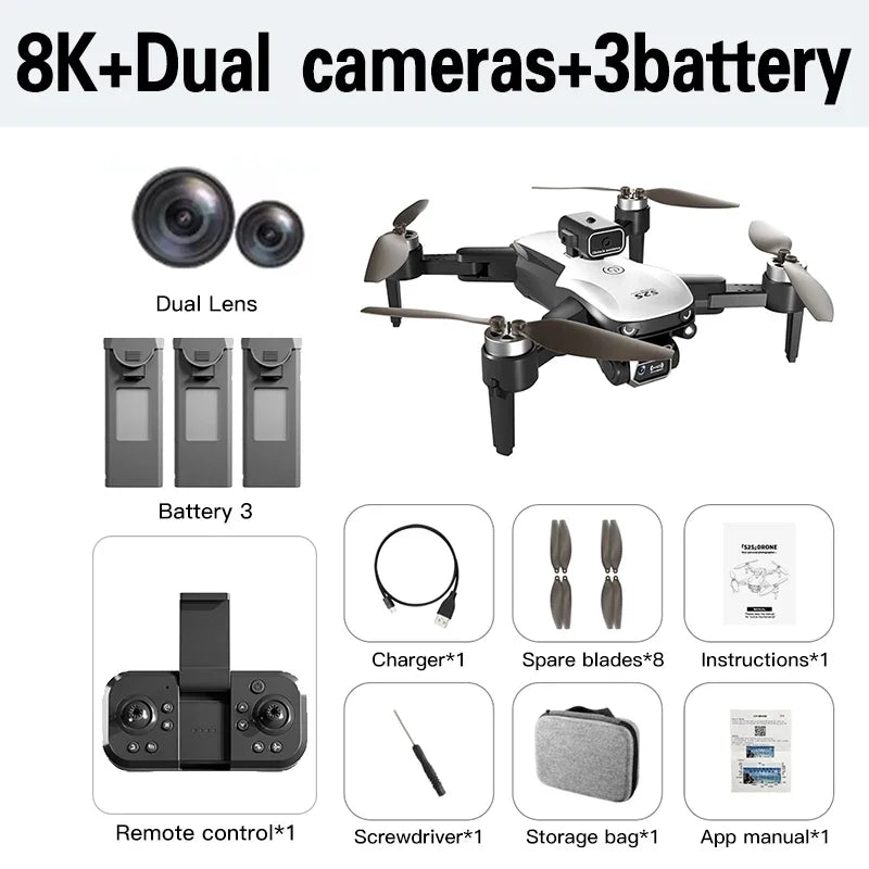 Original S2S Mini Drone 8K HD Professional 4K Dual Camera Obstacle Avoidance Brushless Motor Foldable Rc Quadcopter Toys Gift