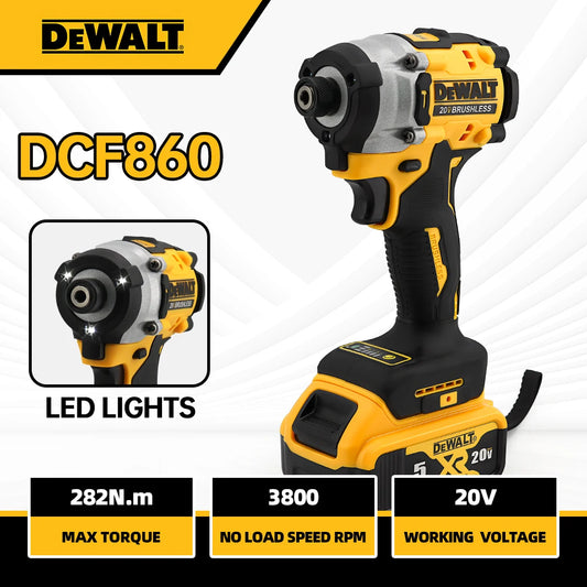 Dewalt DCF860 Cordless Brushless Electric Screwdriver Impact Function 20V Battery 282N.m Lightweight at 1kg Electric Power Tool