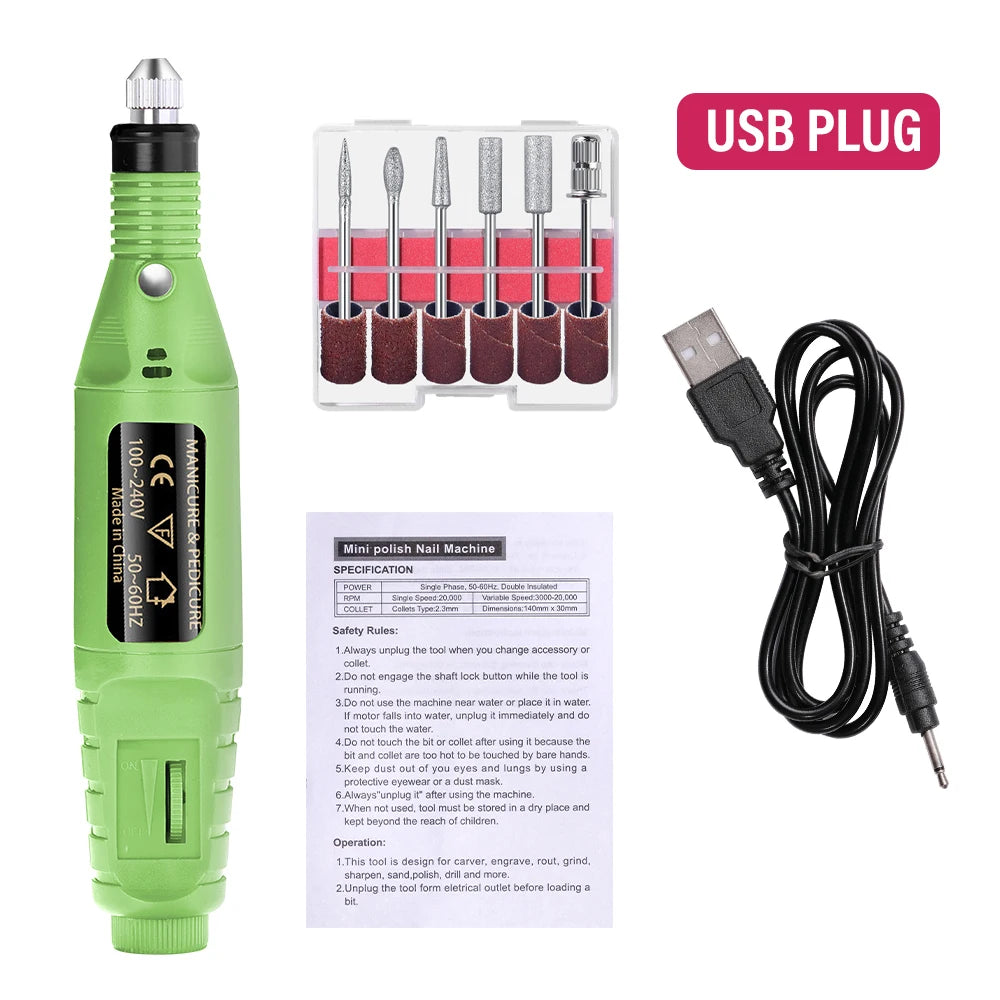 LULAA Electric Nail Drill Machine Set Pedicure Grinding Equipment Mill For Manicure Professional Strong Nail Polishing Tool