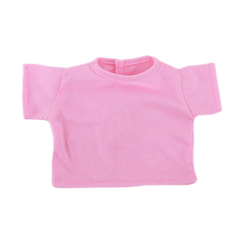 Doll Clothes Summer T-shirt Pure Cotton Short Sleeve Handmade Solid Color Clothes For 16-18Inch ,43cm Baby Doll  DIY Toys Gifts
