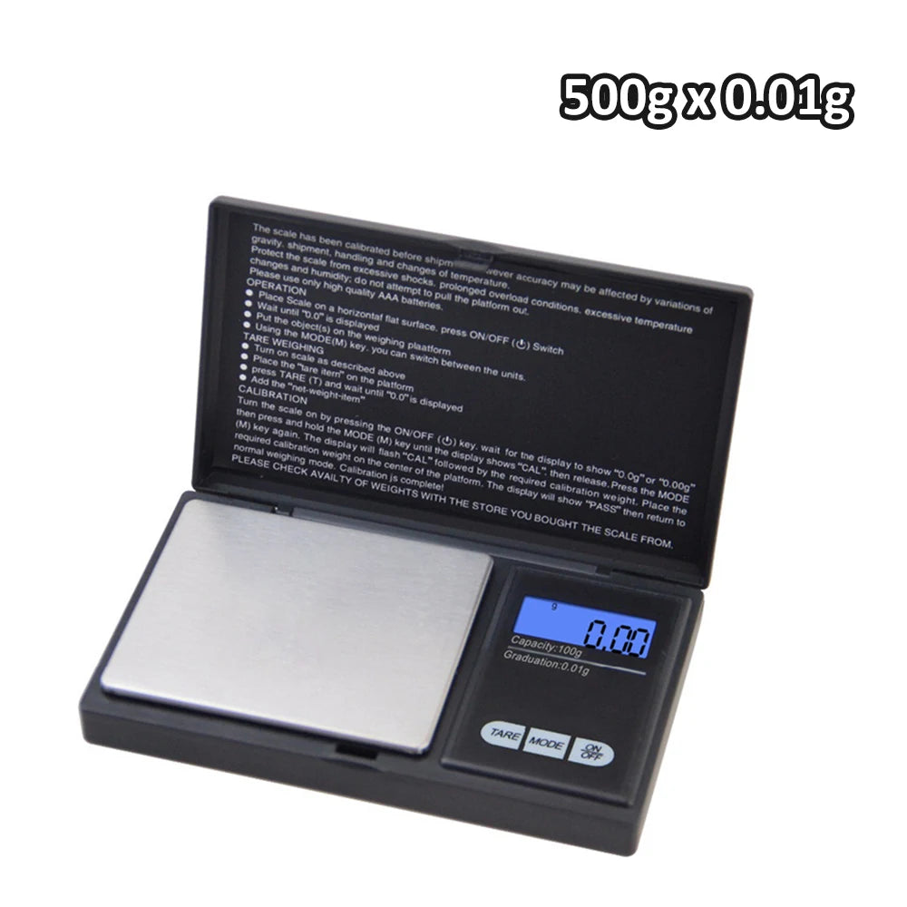 Mini Digital Pocket Scale 0.01g High Precision Stainless Steel Portable Jewelry Gold Gram Weight Balance Electronic Scale Tool