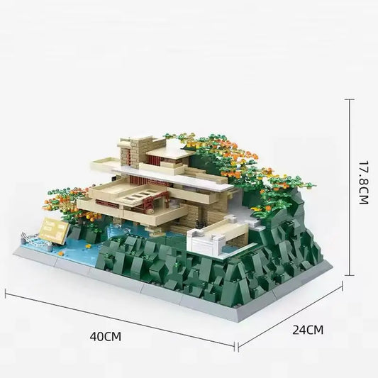 City Street View American Falling Water Villa Building Blocks Architecture Educational Toy for Kids Adults Birthday Gifts