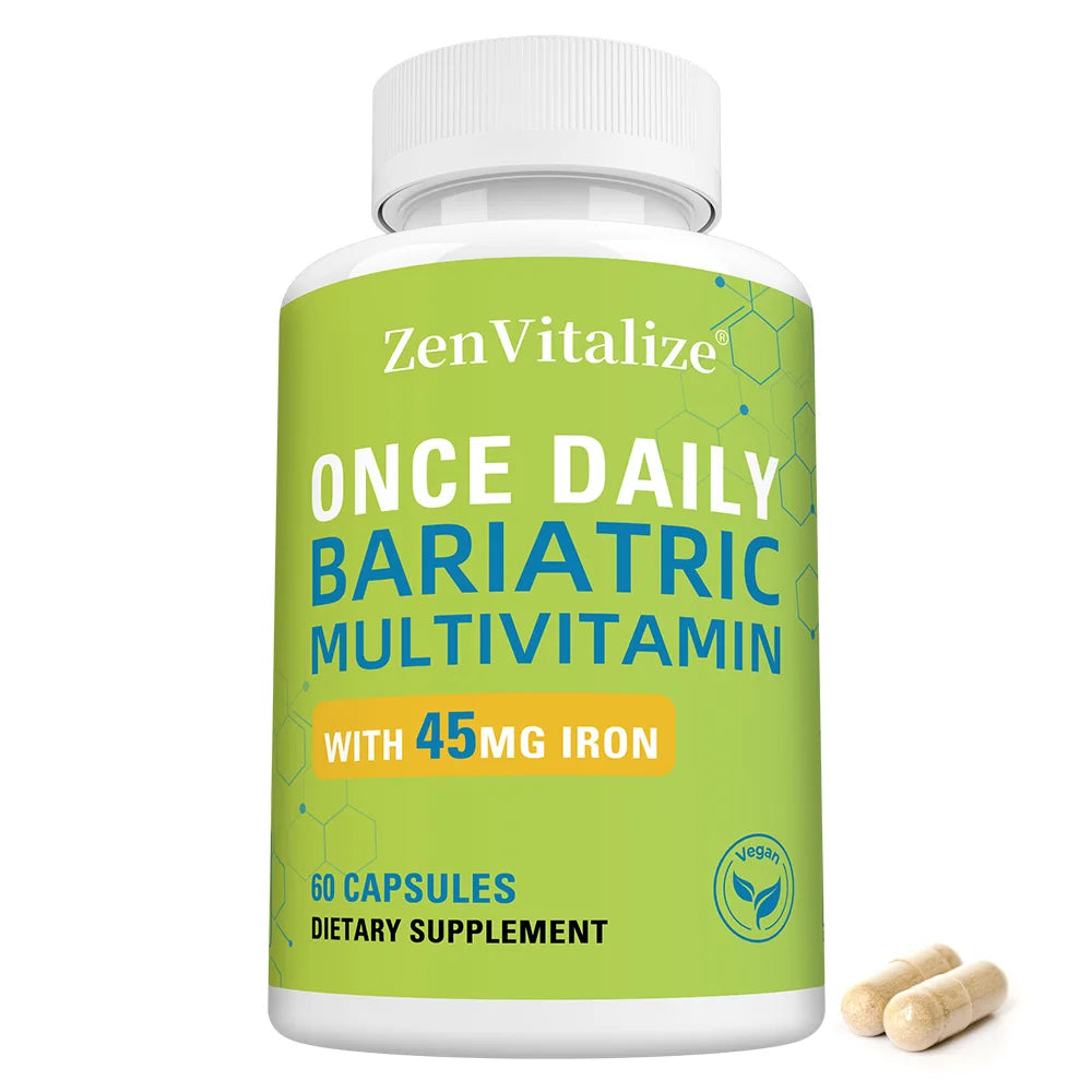 Daily Multivitamin & Minerals Capsules, with Iron, Immunity Energy Hair Skin & Nail Support, Nutrition After Bariatric Surgery
