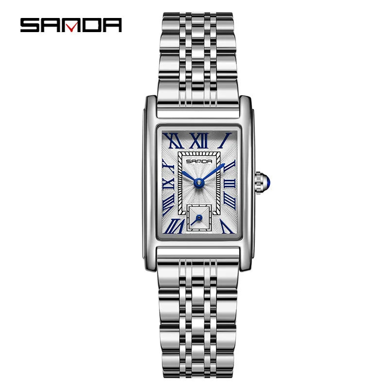 SANDA 1116 New Fashion 2025 Elegant Design Rectangle Dial Water Resistant Quartz Movement Business Women Analog Wrist Watch часы