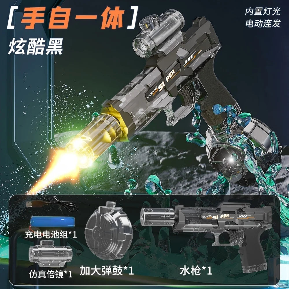 Electric water gun with nozzle flame muzzle automatic spray gun remote summer outdoor swimming pool water toy gift