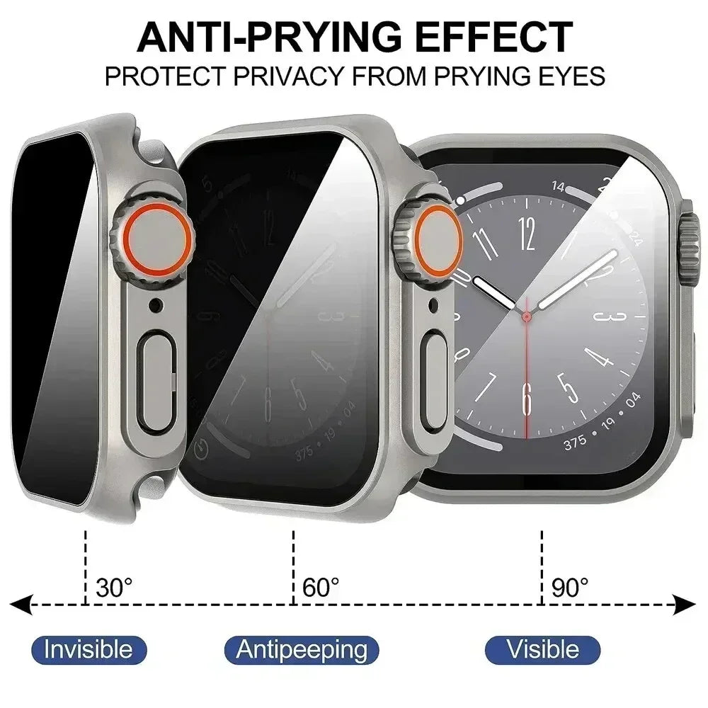 Case For apple watch Apple Watch Series9/8/7/6/5/4 SE 44 45 41 40mm change to Ultra Privacy Tempered Glass Screen Protector case