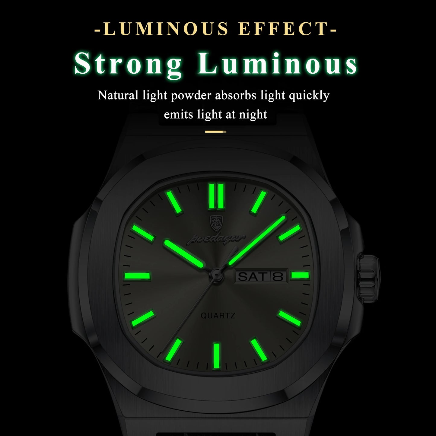 POEDAGAR Top Fashion Men's Quartz Watches Luxury Luminous Waterproof Man Clock Week Date Leather Business Men Watch Reloj Hombre