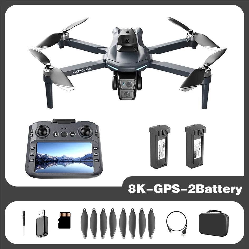 Original NEW XT606 GPS Drone 8K HD Professional dual camera 5G WIFI FPV Obstacle Avoidance Brushless RC Quadcopter Dron toys