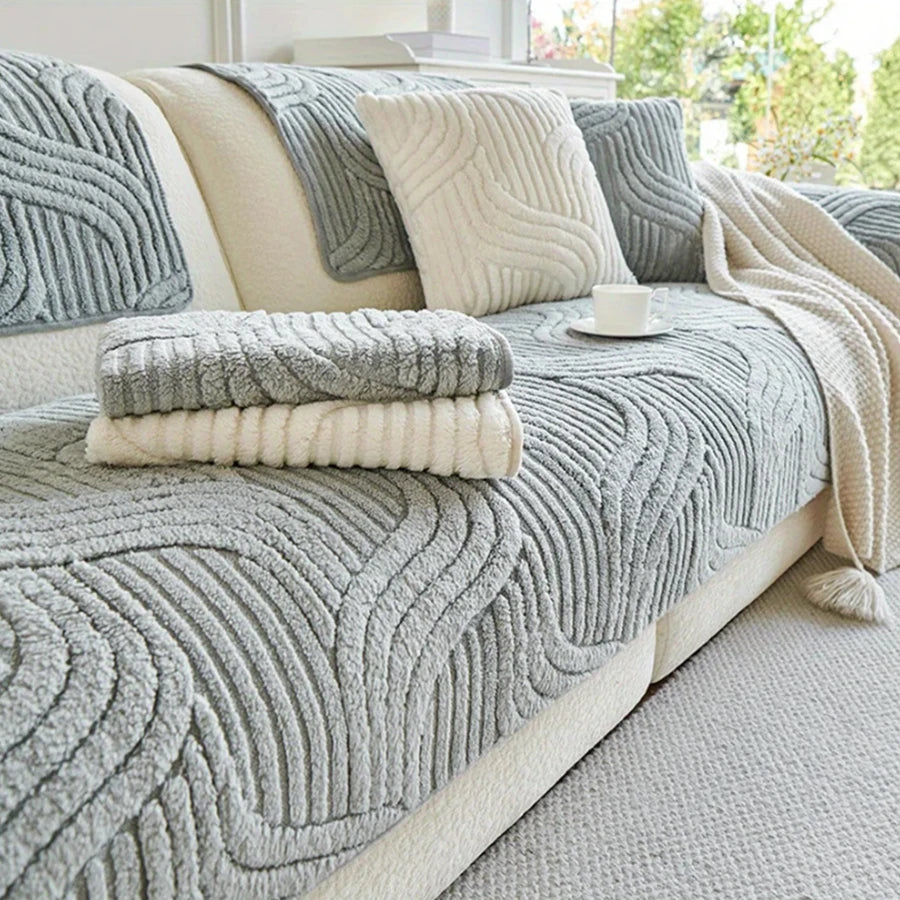 2pcs/ set Velvet Sofa Cover L-shaped Couch Protector Covers Autumn Winter Velvet Sofa Throw Blanket Pet Friendly