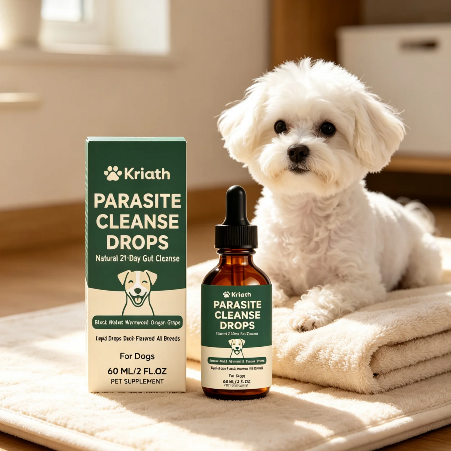 Kriath Pet Digestive Supplement Drops Digestive Comfort Gastrointestinal Health Immune Support Gentle Dog Nutrition Supplement