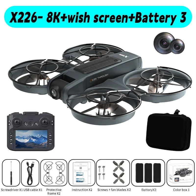 Original X226/X226VR Mini Drone 4K Professional Remote Control Helicopter Plane RC Dron With Screen Quadcopter Toy Gift for Kids