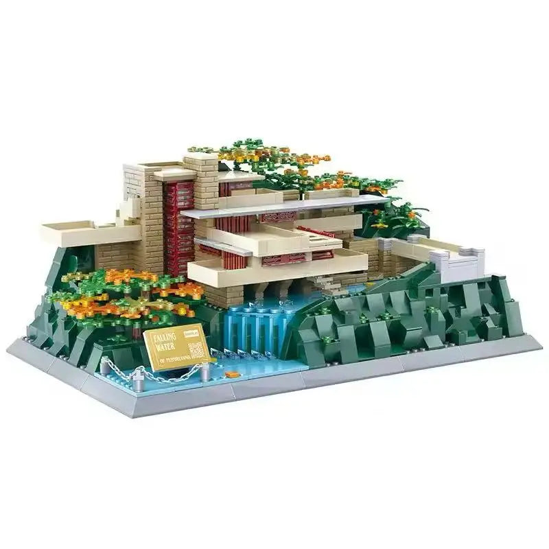 City Street View American Falling Water Villa Building Blocks Architecture Educational Toy for Kids Adults Birthday Gifts