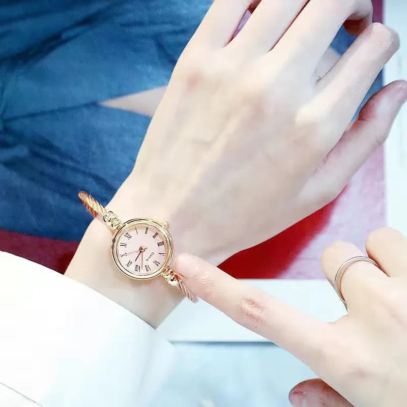 2PCS Fashion Luxury Women's Watch Gold Fine Strap Ladies Watch For Bracelet Montre Femme Female Wrist Watch Women Clock Relojes