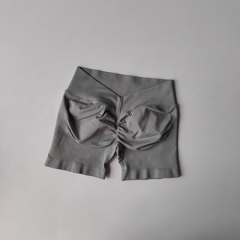 Women's High-Waist Yoga Sports Shorts Summer V-Shaped Widen Peach Hip Lifting Tight Fit Three-Part Fitness Shorts