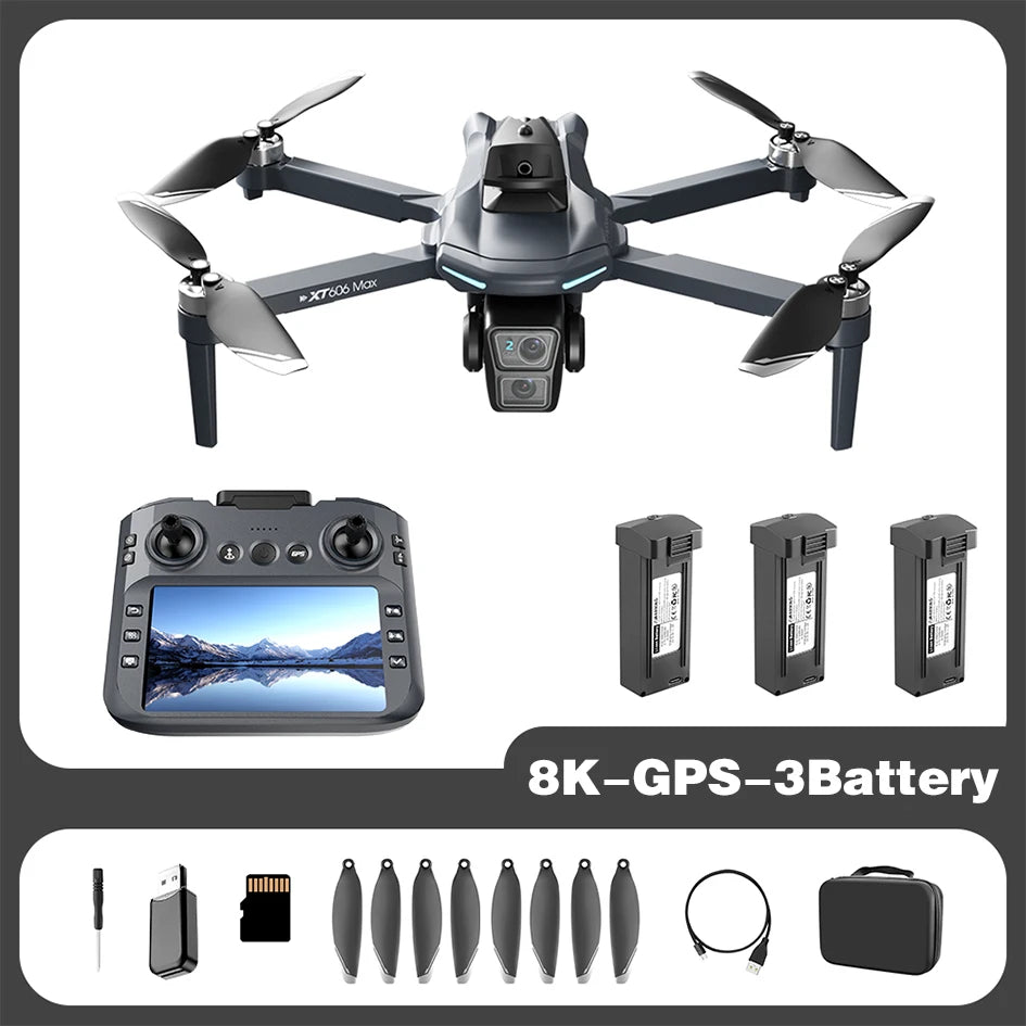 Original NEW XT606 GPS Drone 8K HD Professional dual camera 5G WIFI FPV Obstacle Avoidance Brushless RC Quadcopter Dron toys