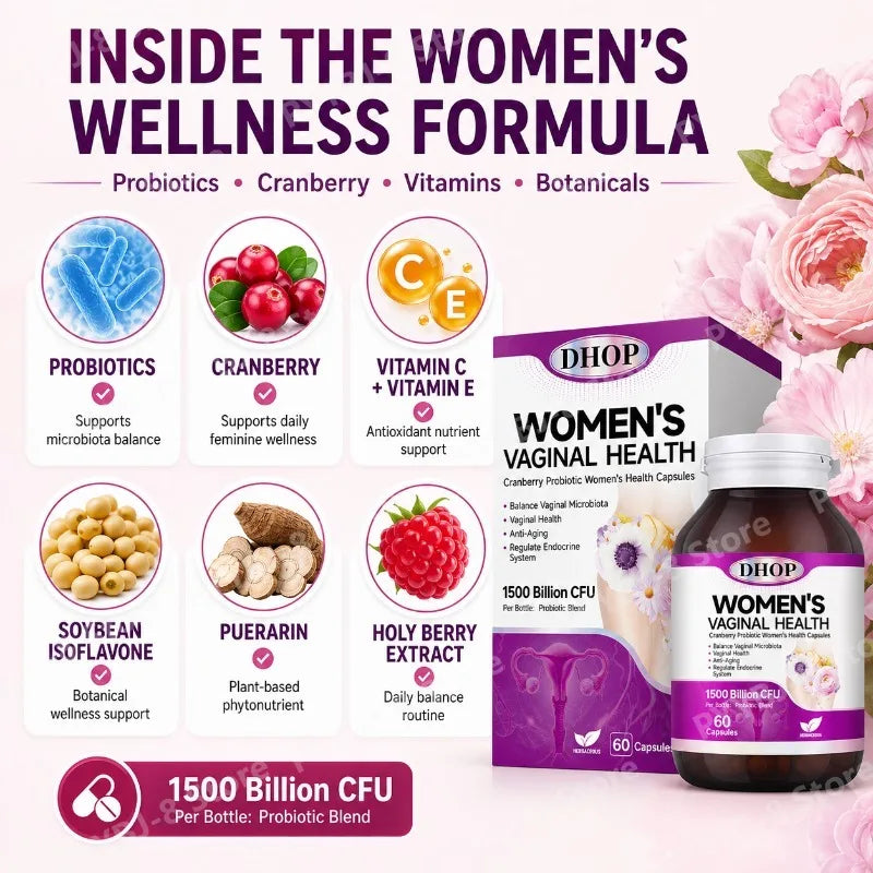 Women Vaginal Health Capsules 60 Count with Multivitamin,Probiotic Blend — Support Urinary System Wellness & Balanced Microbiota