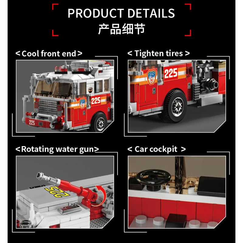 Le Yi 31070 American-style fire truck building toy city rescue vehicle model children's gift