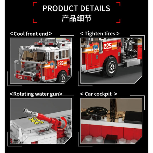 Le Yi 31070 American-style fire truck building toy city rescue vehicle model children's gift