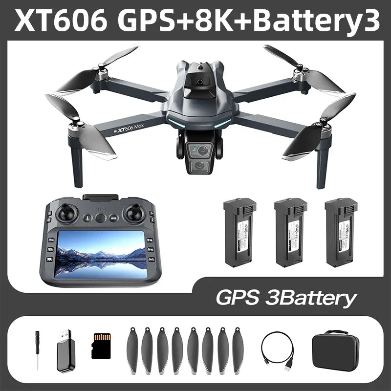 Original XT606 MAX GPS Drone 4k Professional 8K HD Camera FPV Wish Screen Drone 360° Obstacle Avoidance Quadcopter Toys Dron