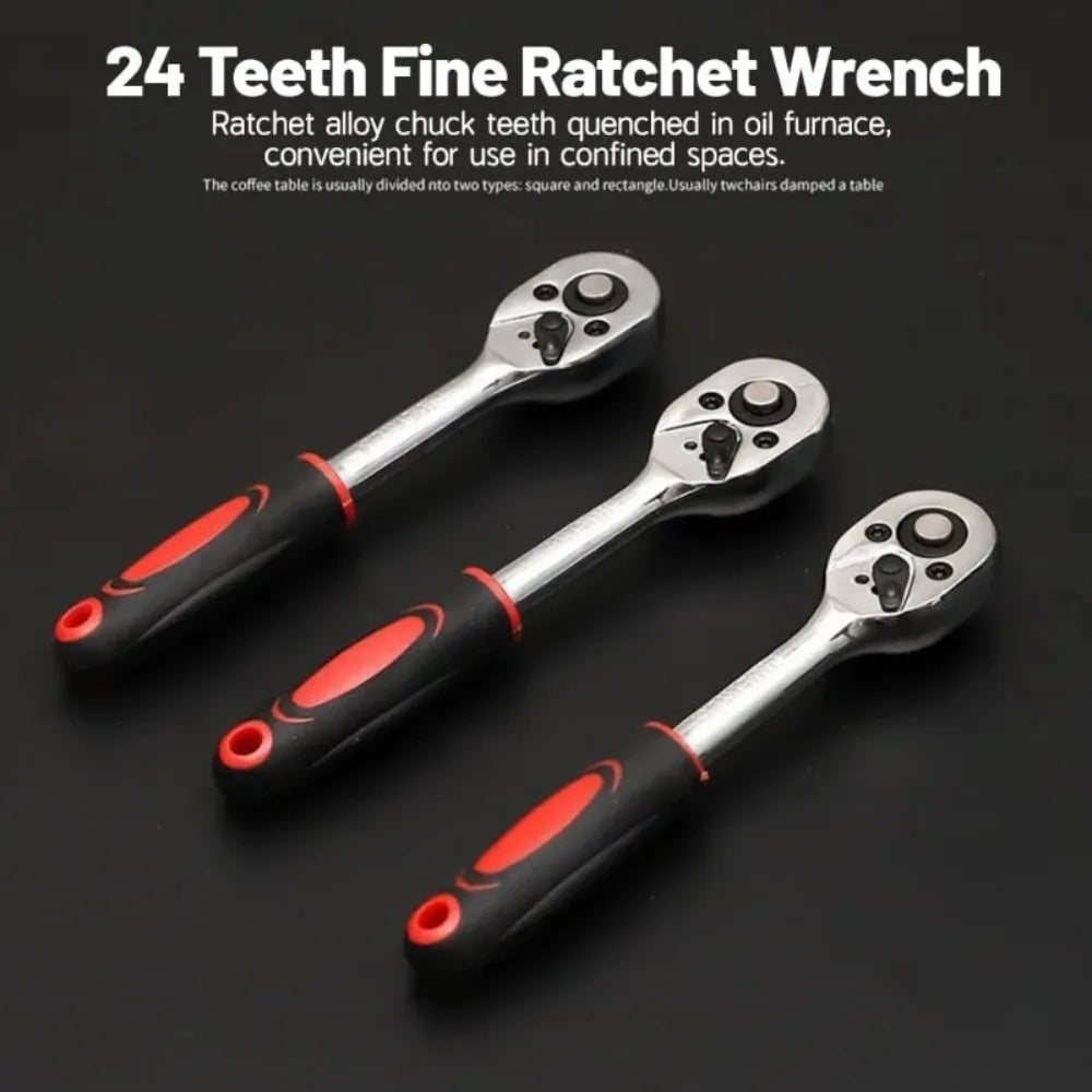 Hot 46Pcs 1/4" Drive Socket Wrench Set, Ratchet Screwdriver & Bit Kit, Carbon Steel, Auto Repair Hand Tool Set with Storage Case
