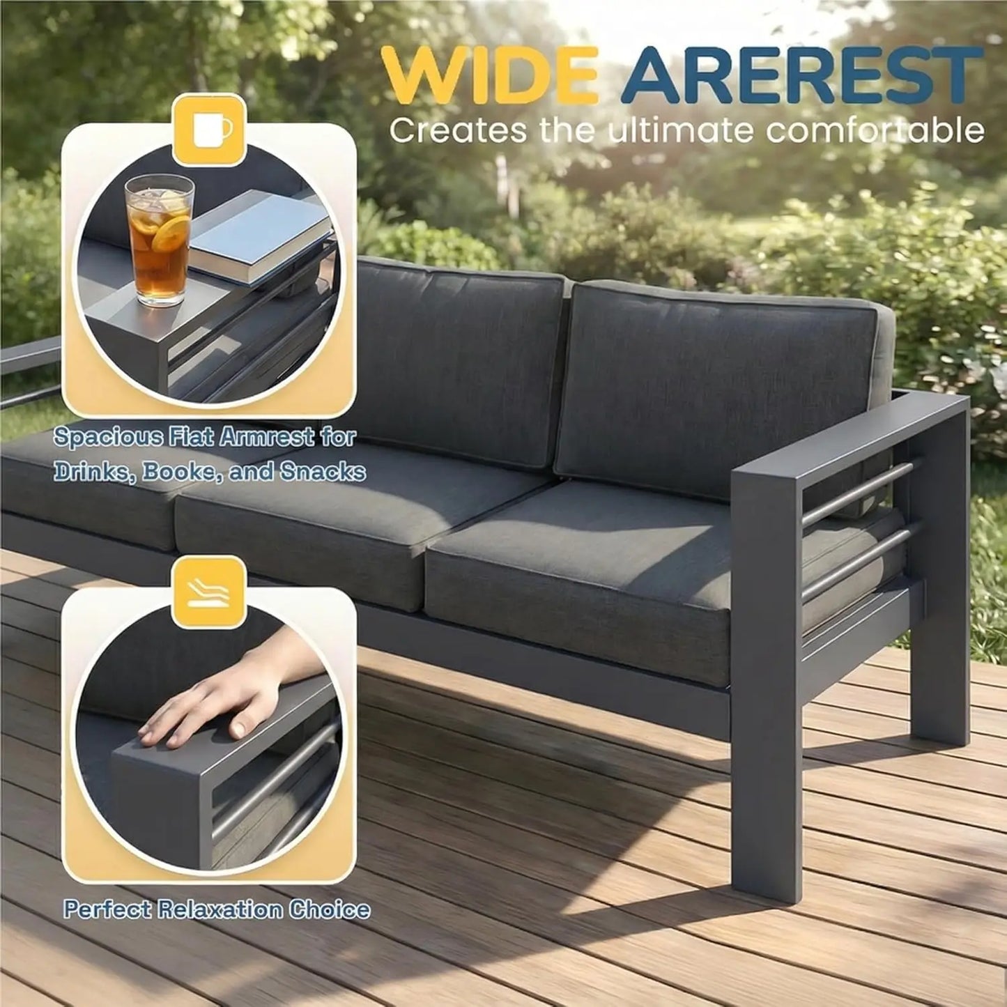Aluminum Patio Furniture Set for All Weather, Oversized Metal Outdoor Furniture Set with 27.5" Deep Seating and, Customized