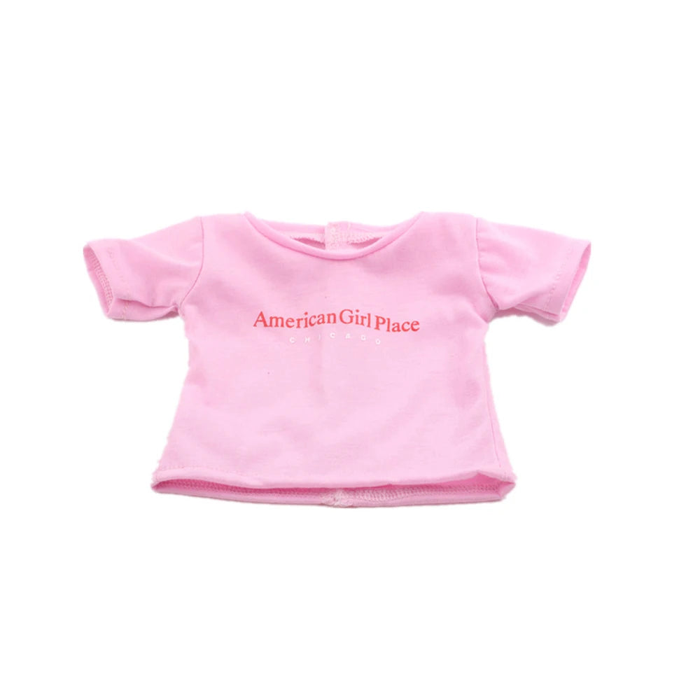 Doll Clothes Summer T-shirt Pure Cotton Short Sleeve Handmade Solid Color Clothes For 16-18Inch ,43cm Baby Doll  DIY Toys Gifts