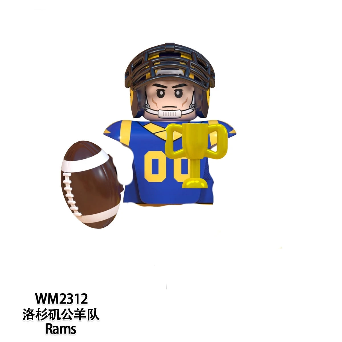 Model American Football Stars Building Blocks Sport Rugby Player Helmet Trophy Mini Action Figures Toys For Birthday Gifts Kids