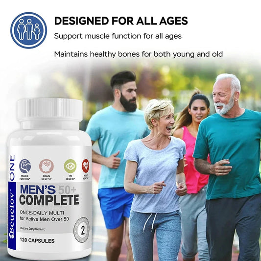 Men's 50+ Daily Super Multivitamin, High Potency Formula for Brain, Eye & Heart Health, Vitamins A C D E K B1 to B12 Gluten Free
