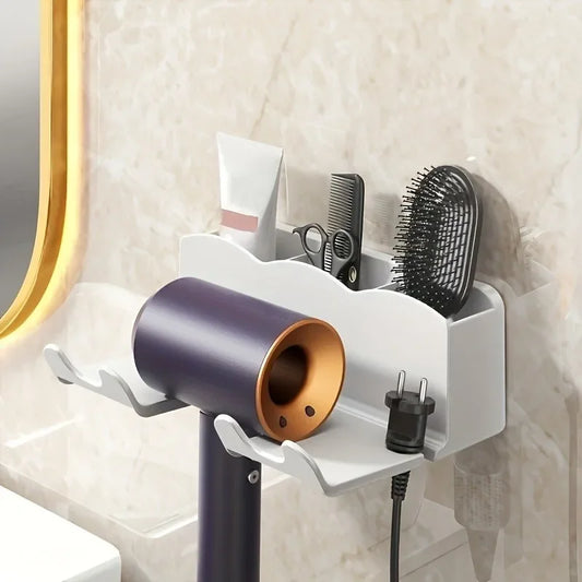 Wall Mounted Hair Dryer Bracket, For Bathroom Shelves Without Drilling, Hair Dryer Bathroom Storage Rack