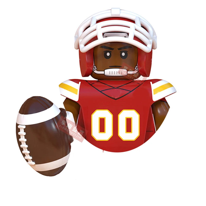 Model American Football Stars Building Blocks Sport Rugby Player Helmet Trophy Mini Action Figures Toys For Birthday Gifts Kids