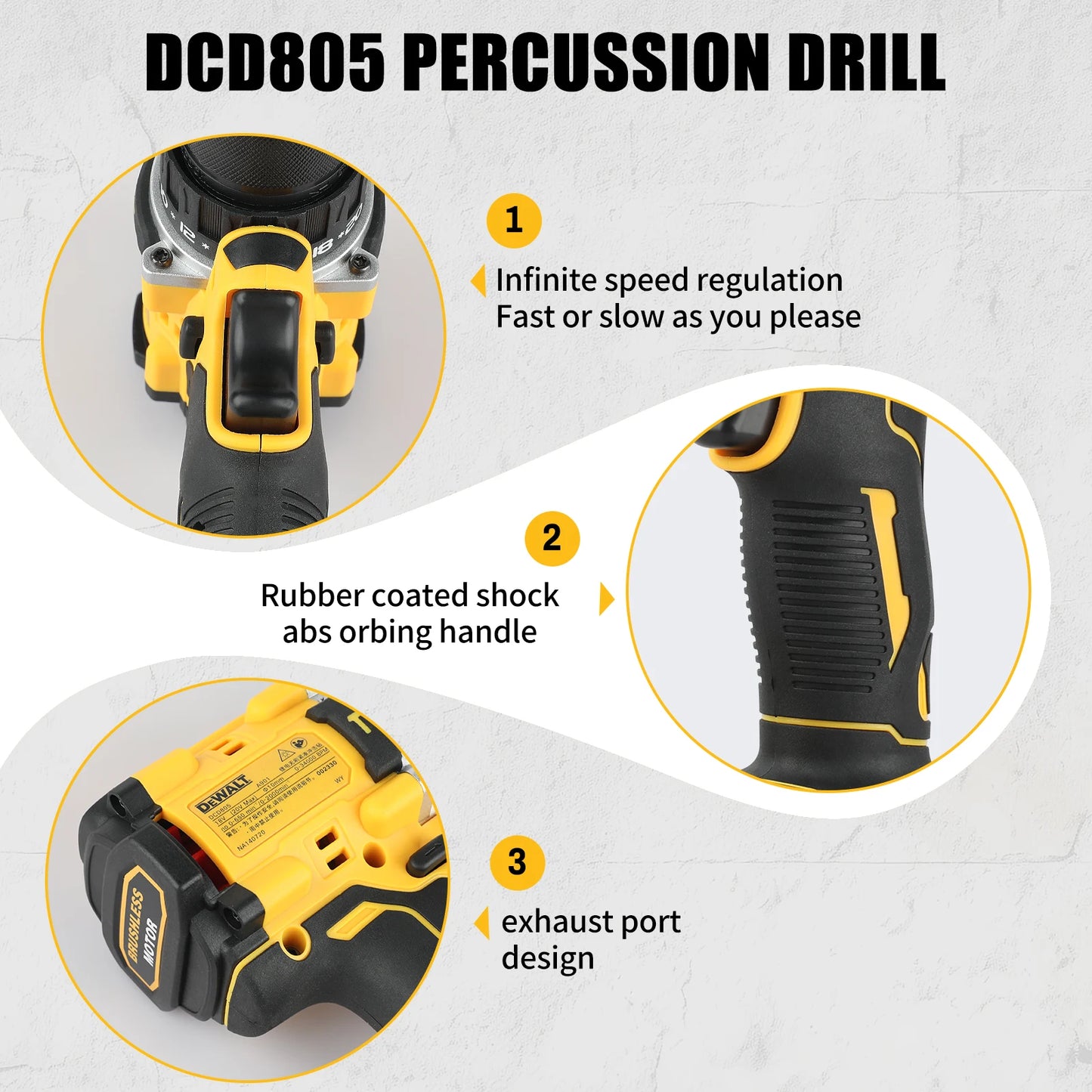 DEWALT DCD805 20V High - Performance Brushless Cordless Impact Drill & Screwdriver - Ideal for Pros & DIYers （Naked Tool）