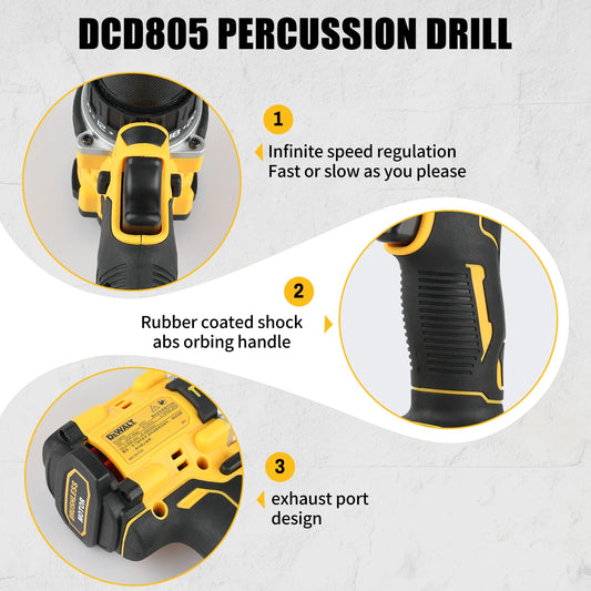 DEWALT DCD805 20V High - Performance Brushless Cordless Impact Drill & Screwdriver - Ideal for Pros & DIYers （Naked Tool）