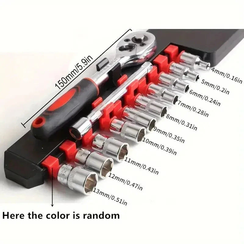 12Pcs Wrench Socket Set Short Socket Ratchet Hand Tool Kit for Car Motorcycle Bicycle Repair
