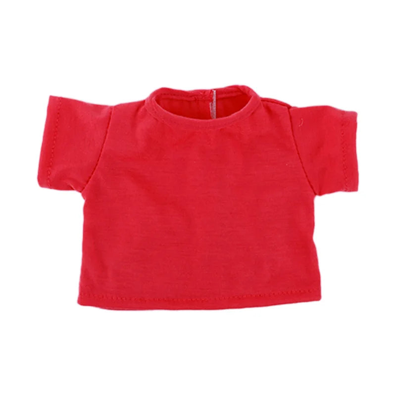 Doll Clothes Summer T-shirt Pure Cotton Short Sleeve Handmade Solid Color Clothes For 16-18Inch ,43cm Baby Doll  DIY Toys Gifts