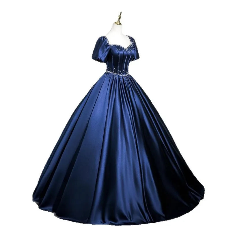 Fashion Strap Evening Dress 2026 New Spring High-end French Temperament Socialite Adult Dress Satin Elegant Dress Deep V-neck