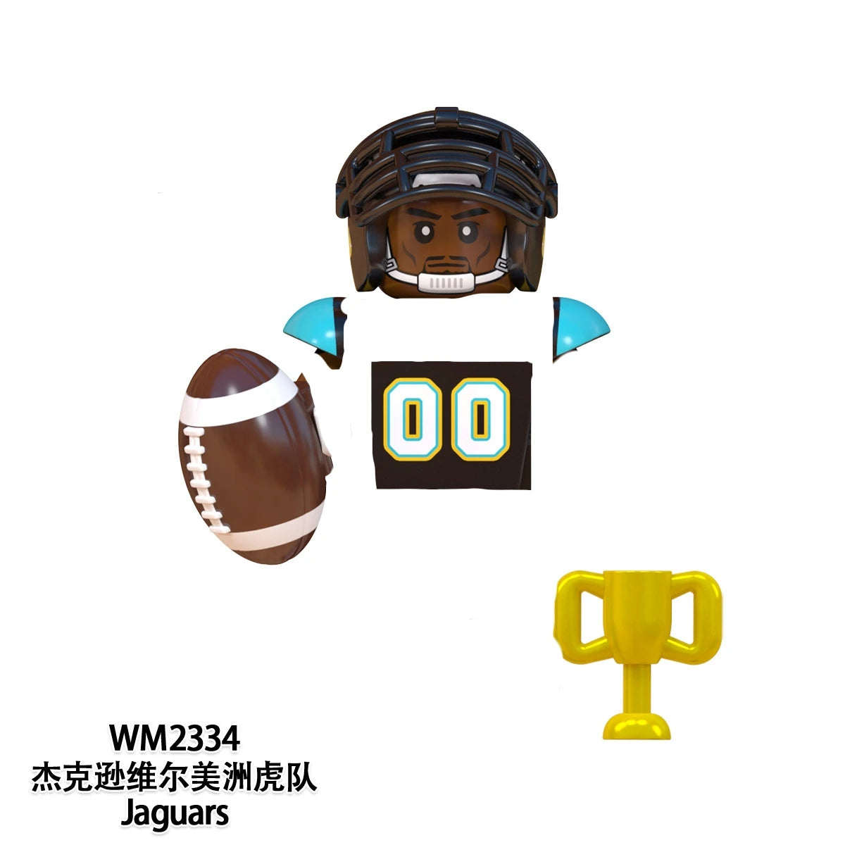 Model American Football Stars Building Blocks Sport Rugby Player Helmet Trophy Mini Action Figures Toys For Birthday Gifts Kids