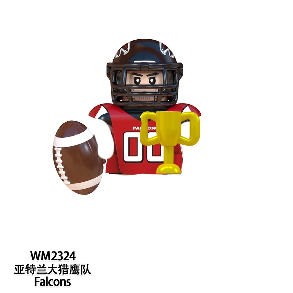 Model American Football Stars Building Blocks Sport Rugby Player Helmet Trophy Mini Action Figures Toys For Birthday Gifts Kids
