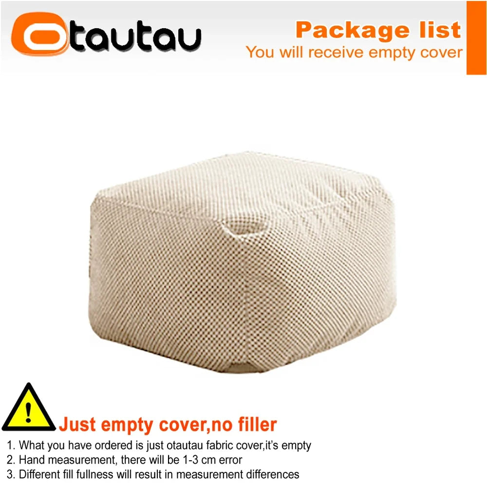 OTAUTAU Soft Waffle 1-2 Seat Bean Bag Couch Cover Set Without Filler Beanbag Armchair Lazy Sofa Bed Lounger Ottoman Stool SF182