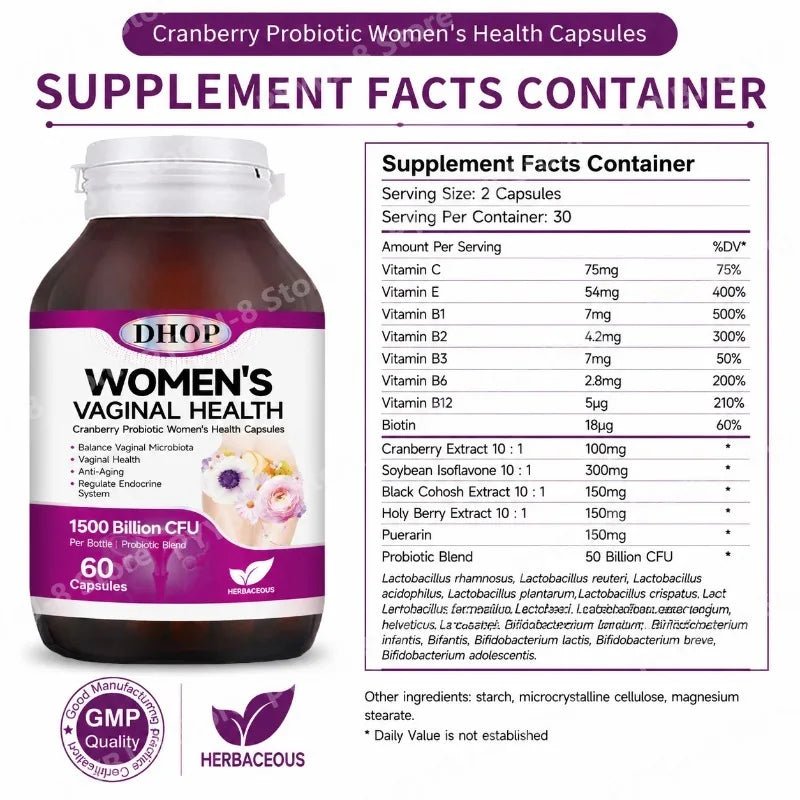 Women Vaginal Health Capsules 60 Count with Multivitamin,Probiotic Blend — Support Urinary System Wellness & Balanced Microbiota