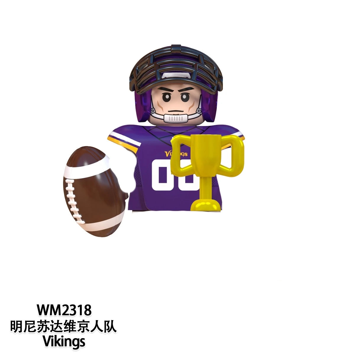 Model American Football Stars Building Blocks Sport Rugby Player Helmet Trophy Mini Action Figures Toys For Birthday Gifts Kids