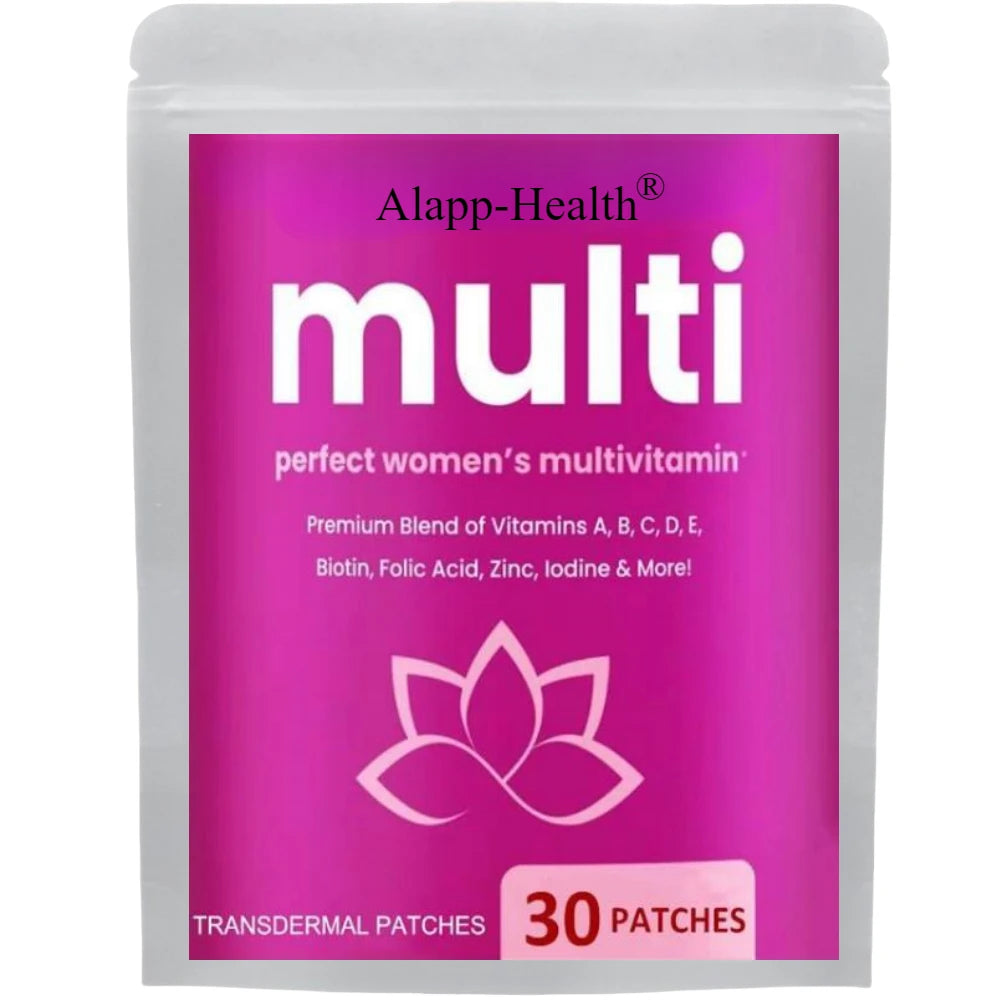 30 Patches Multivitamin Transdermal Patches Vitamins A, B, C, D, E, Biotin For Women , Brain, Heart, Immune & Energy