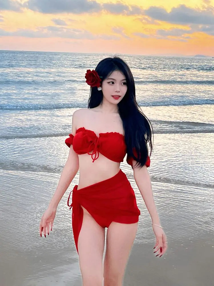 Sexy Red Bikini for Women 2026 Fashion Push Up Swimsuit High Cut Beach Bikini Set Summer Holiday Swimwear