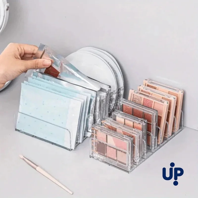 7-Slot Transparent Plastic Cosmetic Organizer Multi-Functional Makeup Holder for Home Office Bathroom Dressing Table Sorting